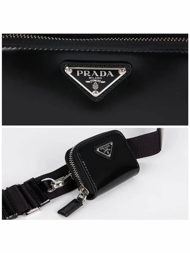 Re-Nylon Brushed Leather Shoulder Bag Black - PRADA - BALAAN 6