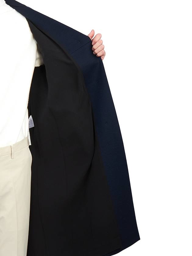 Signature Stitch Wool Single Coat Navy - MAISON MARGIELA - BALAAN.