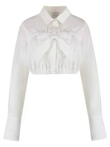 Bow embellished cotton cropped shirt - PATOU - BALAAN 1