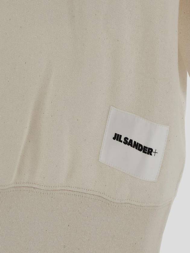 Logo Patch Crew Neck Oversized Sweatshirt Ivory - JIL SANDER - BALAAN 4