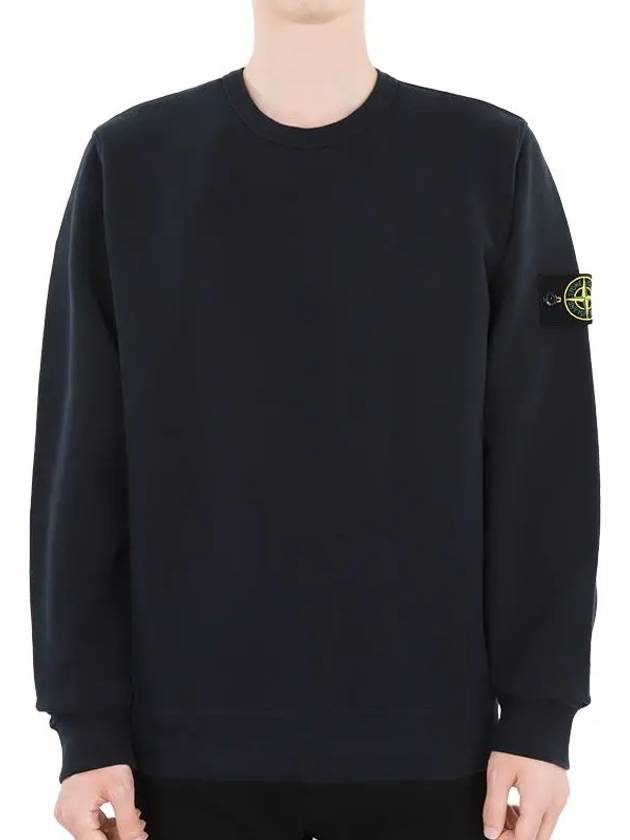 Brushed Cotton Fleece Garment Dyed Crewneck Sweatshirt Navy - STONE ISLAND - BALAAN 2