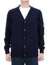 Men's Lens Wappen Lambswool Cardigan Navy - CP COMPANY - BALAAN 2