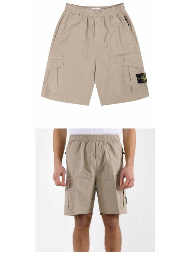 Men's Waffen Patch Bermuda Shorts Beige - STONE ISLAND - BALAAN 5