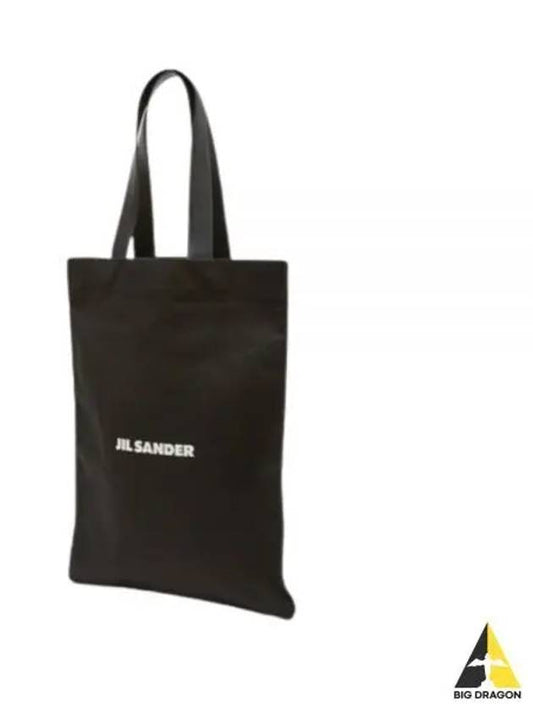 Logo Print Large Cotton Tote Bag Black - JIL SANDER - BALAAN 2