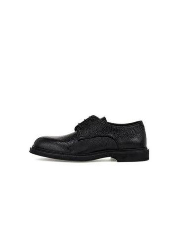 Men s Stacked Heel Grainy Leather Derby Shoes Black - EMPORIO ARMANI - BALAAN 1