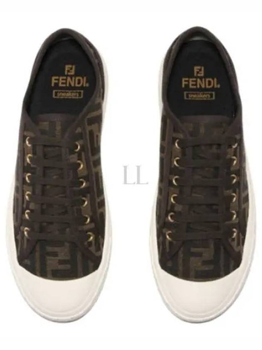 Domino FF Fabric Low Top Sneakers Brown - FENDI - BALAAN 2