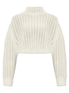 High Neck Back Button Crop Knit Top White - MAX MARA - BALAAN 2