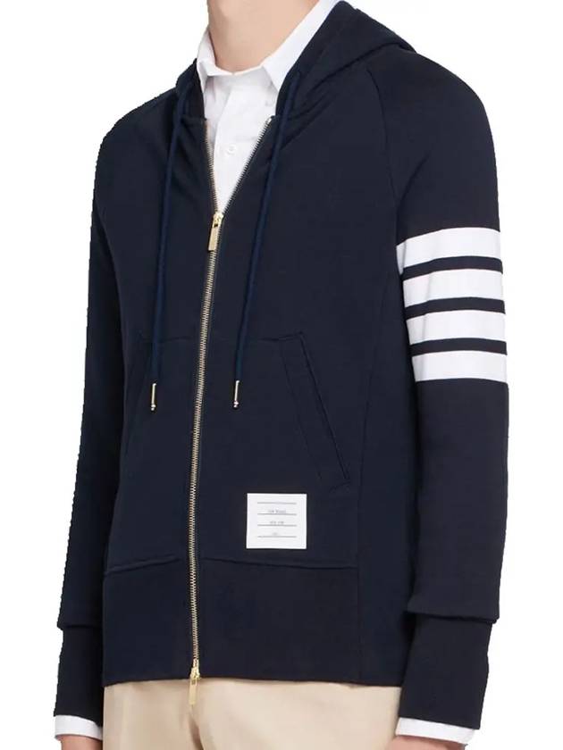 Engineered 4 Bar Diagonal Zip Up Hoodie Navy - THOM BROWNE - BALAAN 3