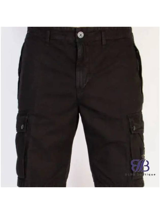 Logo Cotton Slim Cargo Shorts Black - STONE ISLAND - BALAAN 2