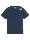 Shoulder Logo Round Short Sleeve T-Shirt Navy - STONE ISLAND - BALAAN 2