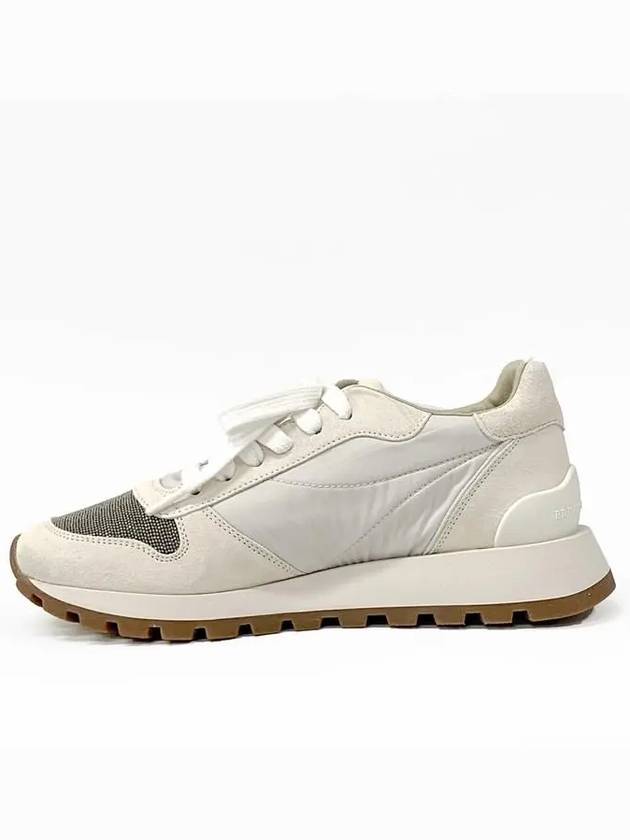 Suede Techno Fabric Runner Low Top Sneakers White - BRUNELLO CUCINELLI - BALAAN 4