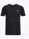 Men's UA Seamless Grid Short Sleeve T Shirt Black - UNDER ARMOUR - BALAAN 2