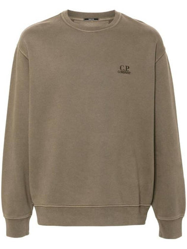 Embroidered Logo Cotton Sweatshirt Brown - CP COMPANY - BALAAN 1