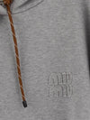 Logo Drawstring Crop Cotton Hoodie Grey - MIU MIU - BALAAN 4