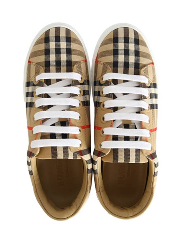 Vintage Check and Leather Sneakers Archive Beige - BURBERRY - BALAAN 4