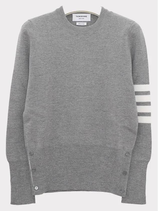 4-Bar Milano Stitch Crew Neck Knit Top Light Grey - THOM BROWNE - BALAAN 2