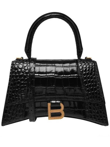 Hourglass Crocodile Emboss Small Tote Bag Black - BALENCIAGA - BALAAN 1