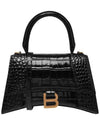 Hourglass Crocodile Emboss Small Tote Bag Black - BALENCIAGA - BALAAN 1