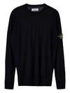 Logo Patch Round Neck Knit Top Black - STONE ISLAND - BALAAN 11