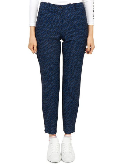 Women's Pia Print Straight Pants Navy - J.LINDEBERG - BALAAN 2