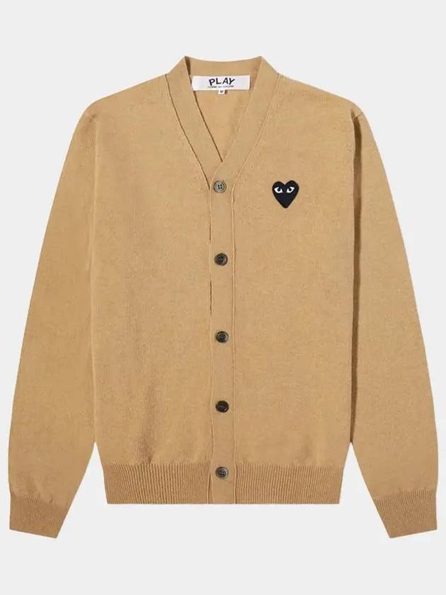 Men s Black Heart Wappen Wool Cardigan Beige AX N024 051 3 - COMME DES GARCONS - BALAAN 1