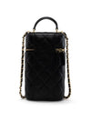 Classic Chain Cosmetic Phone Holder Vanity Bag Lambskin Black Champagne Gold AP2675 - CHANEL - BALAAN 7