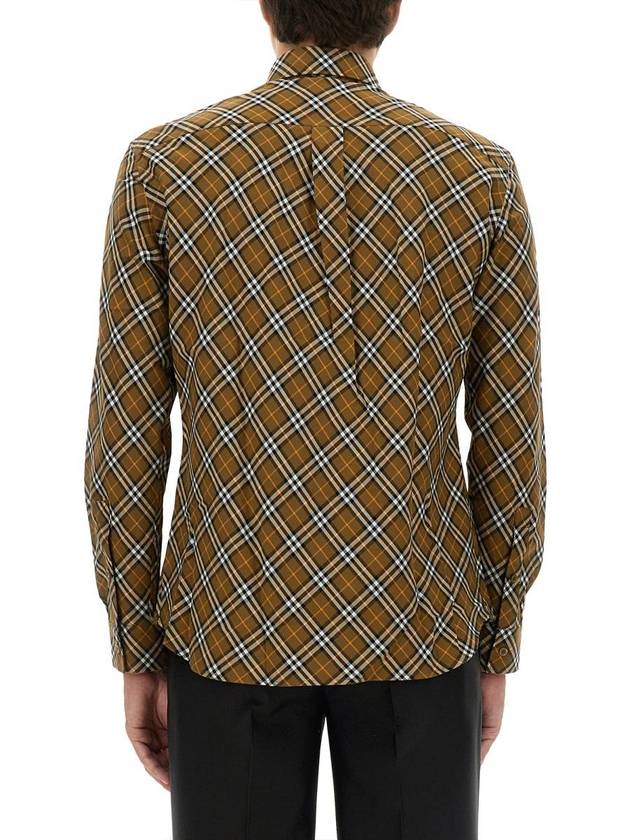 B Shield Embroidered Check Cotton Long Sleeve Shirt Oxide - BURBERRY - BALAAN 4