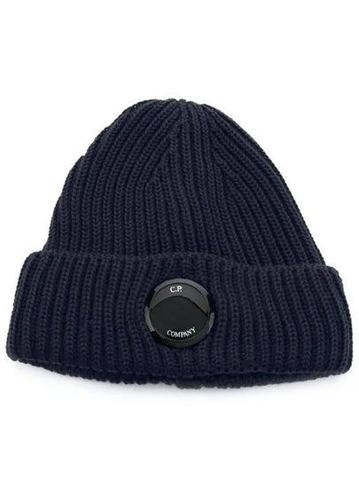 Lens Wappen Extra Fine Merino Wool Beanie Navy - CP COMPANY - BALAAN 2