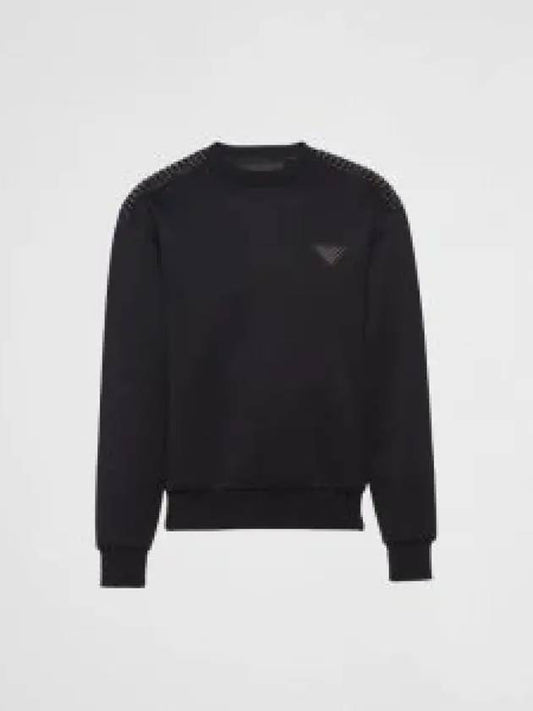 Triangle Logo Stud Technical Sweatshirt Black - PRADA - BALAAN 2