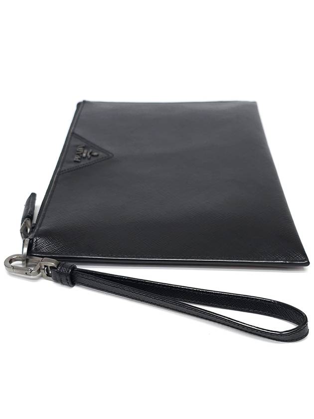 2NH05V Dark Metal Saffiano Clutch Bag Pouch - PRADA - BALAAN 3