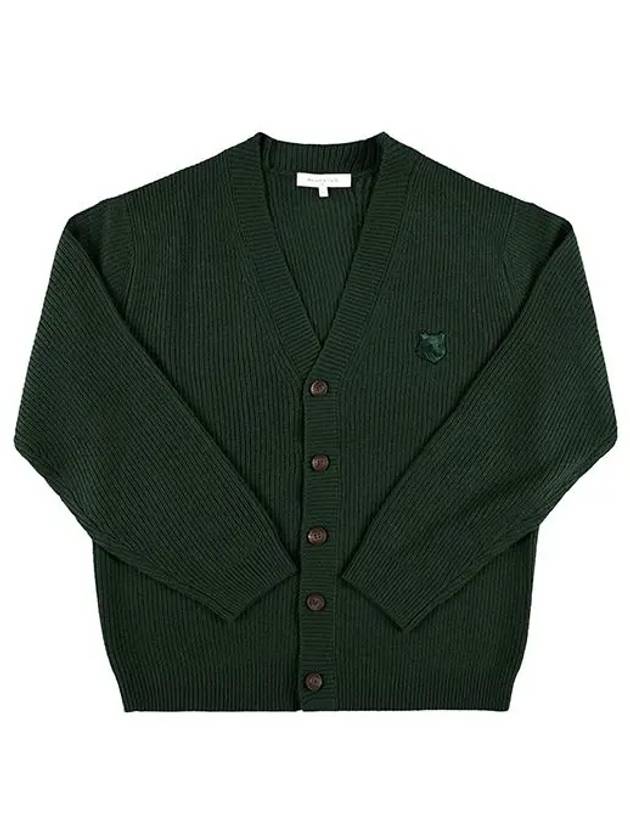 Bold Fox Head Patch Comfort Ribbed Cardigan Green - MAISON KITSUNE - BALAAN 4