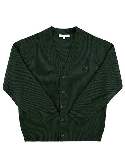 Bold Fox Head Patch Comfort Ribbed Cardigan Green - MAISON KITSUNE - BALAAN 2