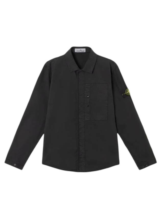 Supima Cotton Twill Over Long Sleeve Shirt Black - STONE ISLAND - BALAAN 1