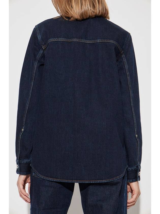 Burberry Denim Shirt With Pocket, Women's, Navy Blue - BURBERRY - BALAAN 4