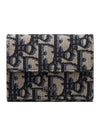 Oblique Jacquard Tri-Fold Half Wallet Beige Blue - DIOR - BALAAN 1