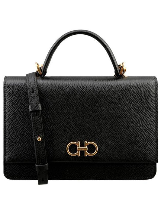 Gancini Mini Cross Bag Black - SALVATORE FERRAGAMO - BALAAN 1