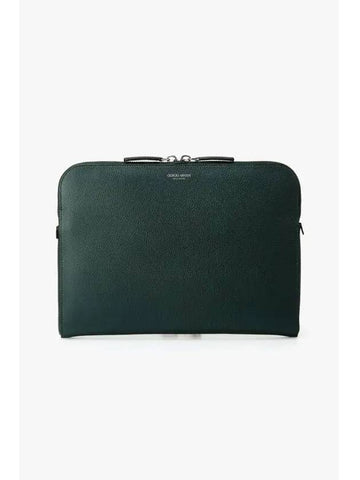 Men s Grainy Leather Document Holder Dark Green - GIORGIO ARMANI - BALAAN 1