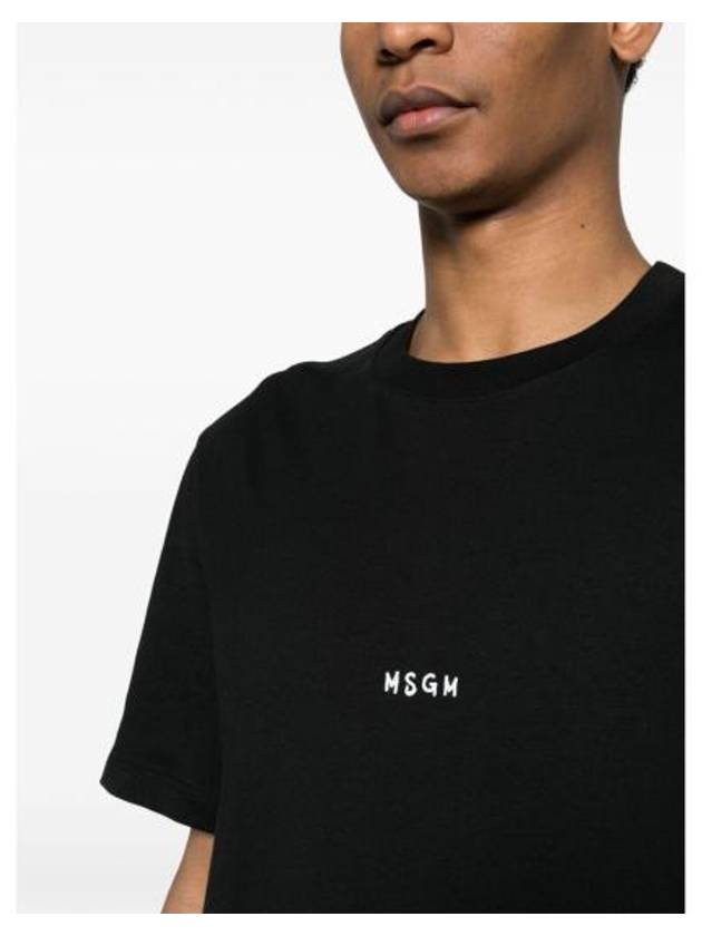 Micro Brushed Logo Print Short Sleeve T-Shirt Black - MSGM - BALAAN 5