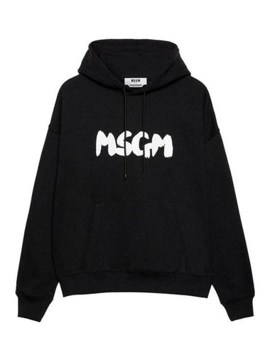 Brushstroke Logo Hoodie Black - MSGM - BALAAN 1