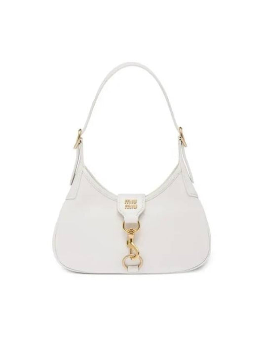 Madras Leather Hobo Shoulder Bag White - MIU MIU - BALAAN 1