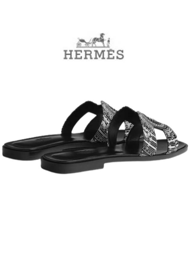 Oran Calfskin Sandals Noir Blanc - HERMES - BALAAN 4