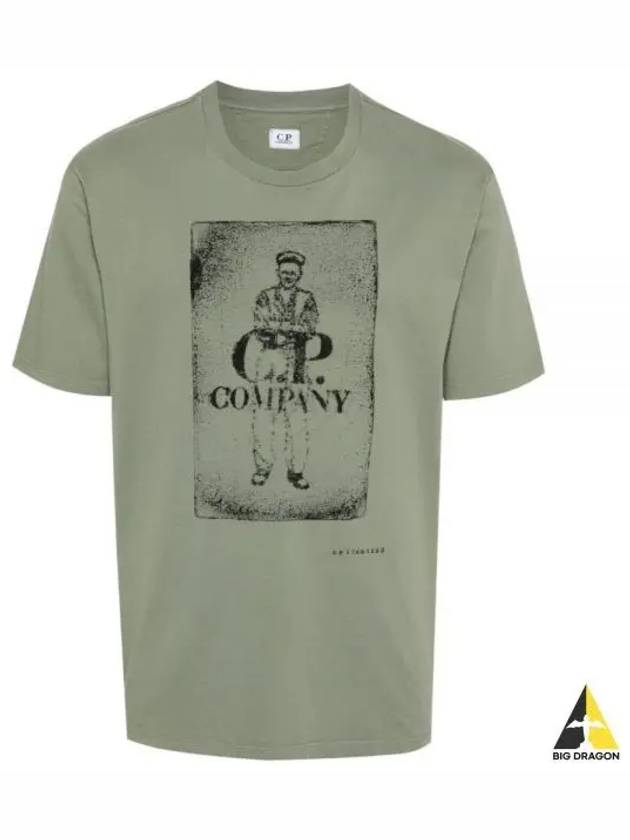 24/1 Jersey Artisanal Card Short Sleeve T-Shirt Green - CP COMPANY - BALAAN 2