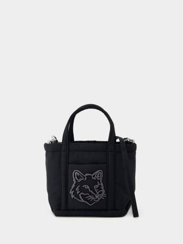 Fox Head Mini Puffer Tote Bag Black - MAISON KITSUNE - BALAAN 1