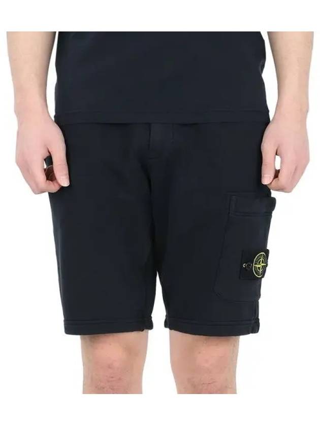 Cotton Fleece Cargo Bermuda Shorts Navy - STONE ISLAND - BALAAN 2