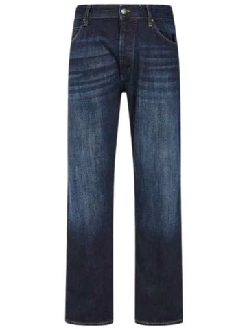 J69 Loose Fit Stone Wash Stretch Denim Jeans Blue - EMPORIO ARMANI - BALAAN 1