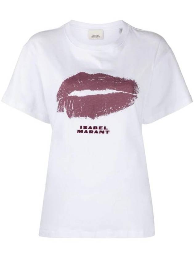 Lips Embroidered Logo Short-Sleeved T-Shirt White - ISABEL MARANT - BALAAN 1