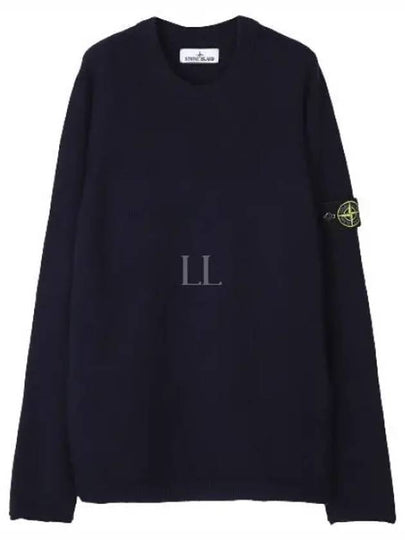 Crew Neck Wool Knit Top Navy - STONE ISLAND - BALAAN 2