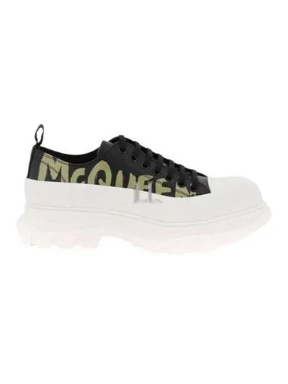 Tread Slick Lace Up Graffiti Logo Low Top Sneakers Black - ALEXANDER MCQUEEN - BALAAN 2