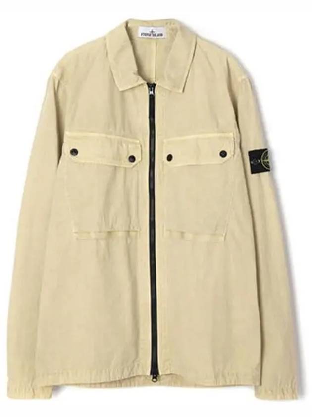 Brushed Organic Cotton Overshirt Jacket Ecru - STONE ISLAND - BALAAN 2