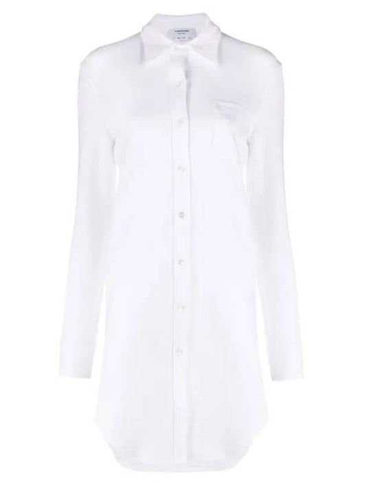 three stripe tab shirt pocket midi dress white - THOM BROWNE - BALAAN.